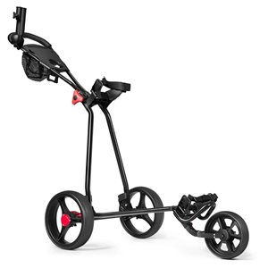 Costway Foldable 3 Wheel Golf Pull Push Cart with Scorecard, Drink Holder and Mesh Bag