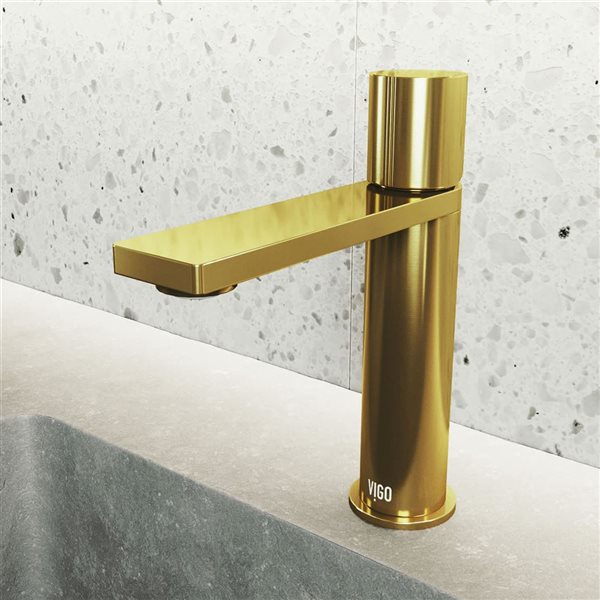 VIGO Halsey 8-in Matte Brushed Gold Single Handle Single Hole Bathroom Faucet