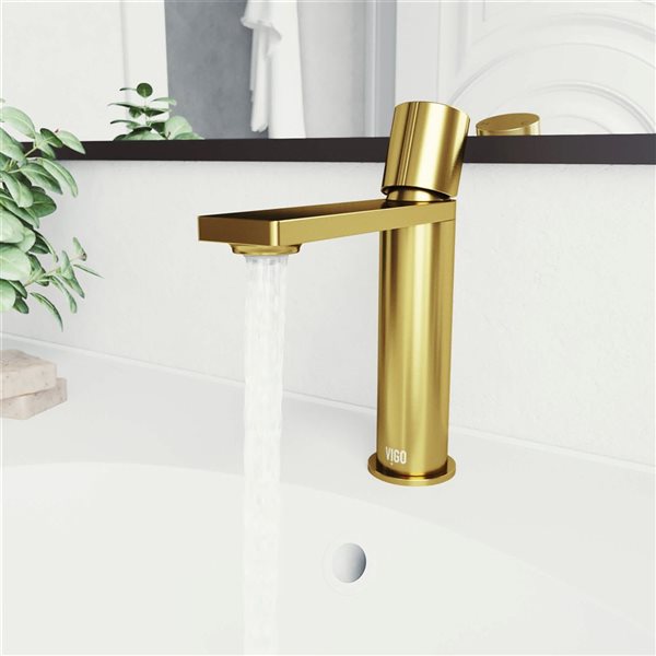 VIGO Halsey 8-in Matte Brushed Gold Single Handle Single Hole Bathroom Faucet