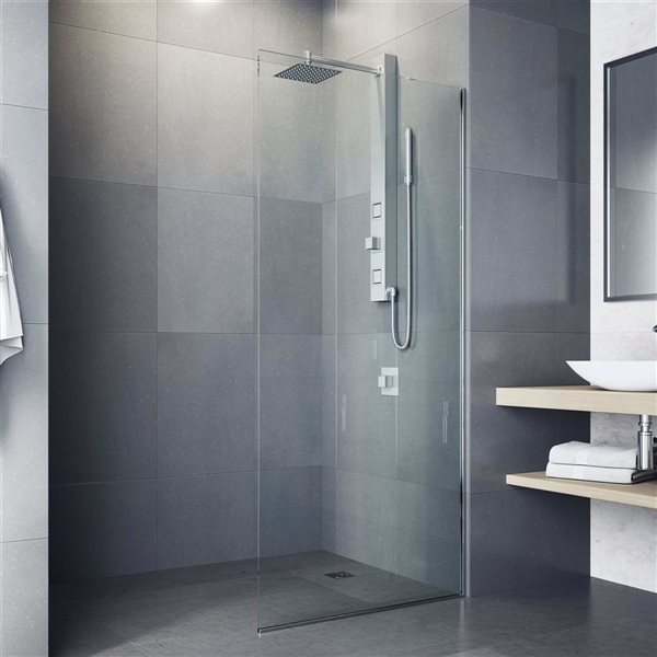 VIGO Orchid&nbsp;39 x&nbsp;4-in W&nbsp;2-Jet High-Pressure Shower Panel System with Square Fixed Rain Shower Head - Stainless Steel