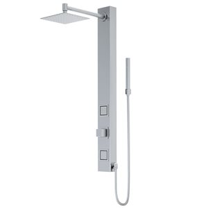 Panneau de douche Orchid par VIGO de 39 po x 4 po inox avec 2 jets haute pression et pommeau de douche fixe carré
