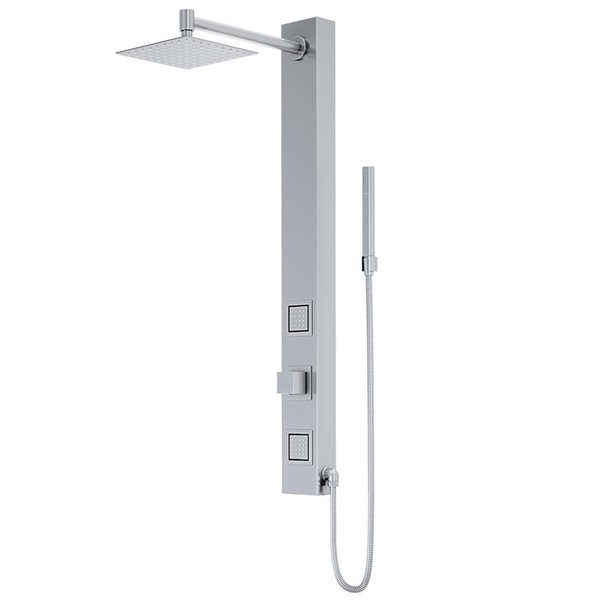 Orchid 39 X 4-In W 2-Jet High-Pressure Shower Panel System With Square Fixed Rain Shower Head - Stainless Steel