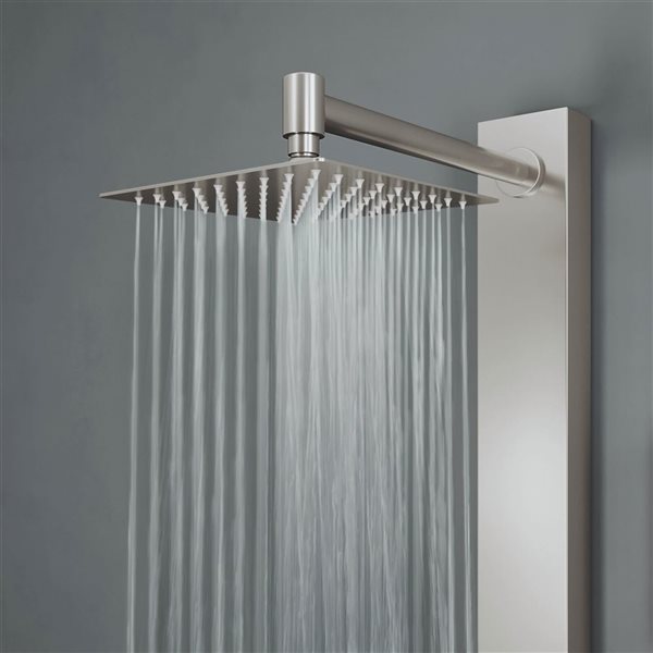 VIGO Orchid&nbsp;39 x&nbsp;4-in W&nbsp;2-Jet High-Pressure Shower Panel System with Square Fixed Rain Shower Head - Stainless Steel