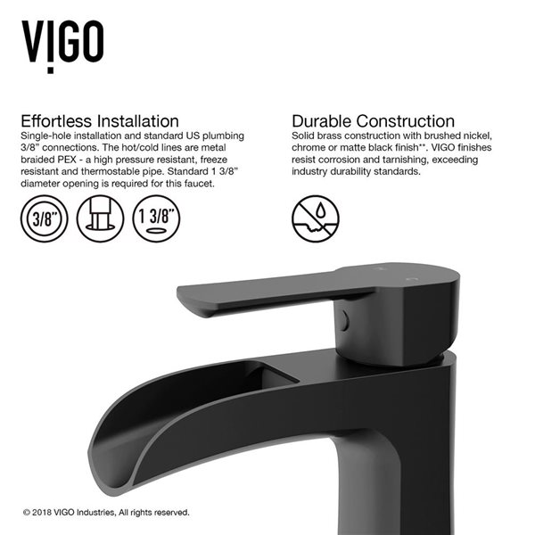 VIGO Paloma&nbsp;7-in H Single Handle One-Hole Bathroom Faucet - Matte Black