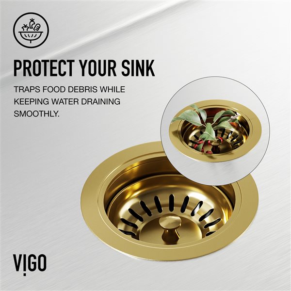 VIGO&nbsp;3.5-in W Kitchen Sink Strainer - Matte Gold