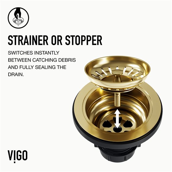 VIGO&nbsp;3.5-in W Kitchen Sink Strainer - Matte Gold