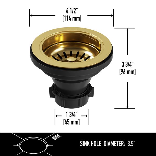 VIGO&nbsp;3.5-in W Kitchen Sink Strainer - Matte Gold