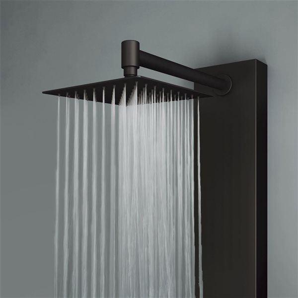 VIGO Rector&nbsp;55-in H x&nbsp;6-in W&nbsp;2-Jet High-Pressure Shower Panel System w/ Square Fixed Rain Shower Head - Matte Black