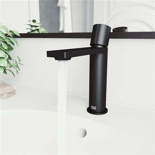 VIGO Halsey 8-in Matte Black Single Handle Single Hole Bathroom Faucet