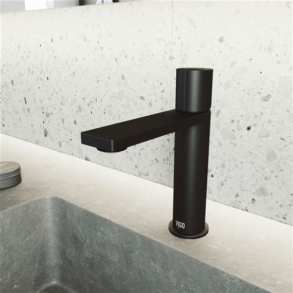 VIGO Halsey 8-in Matte Black Single Handle Single Hole Bathroom Faucet