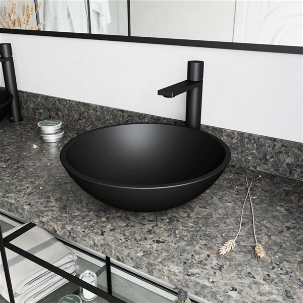 VIGO Gotham 12-in Matte Black Single Handle Single Hole Bathroom Vessel Faucet