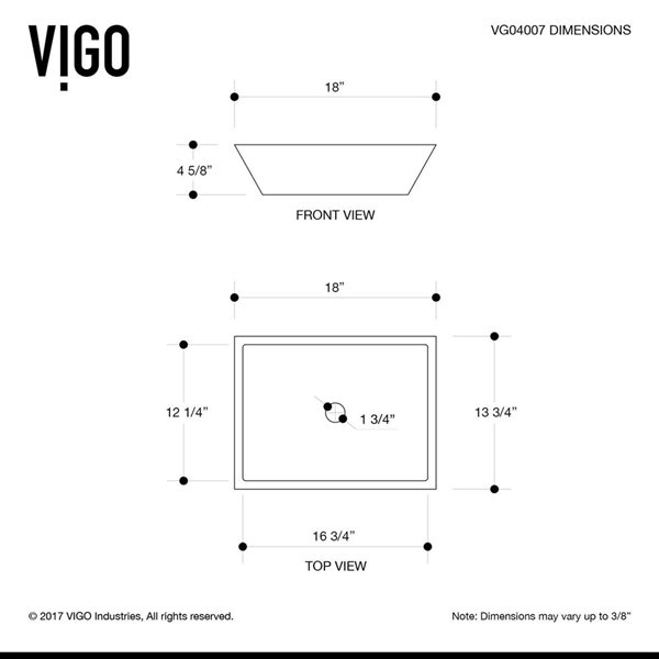 VIGO Vinca 18-in x 14-in x 5-in White Modern Matte Stone Rectangular Vessel Bathroom Sink