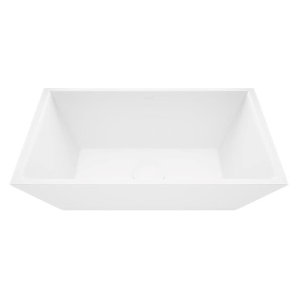 VIGO Vinca 18-in x 14-in x 5-in White Modern Matte Stone Rectangular Vessel Bathroom Sink