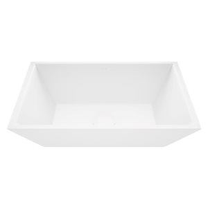 VIGO Vinca 18-in x 14-in x 5-in White Modern Matte Stone Rectangular Vessel Bathroom Sink