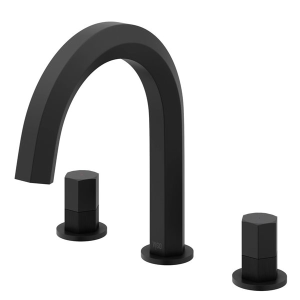 VIGO Hart 9-in Matte Black 2-Handle Bathroom Widespread Faucet