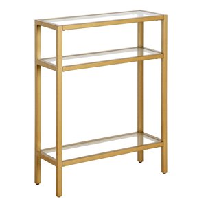 Hailey Home Sivil 22 W x 29.5-in H 3-Tier Brass Metal Modern Console Table w/ Glass Shelves