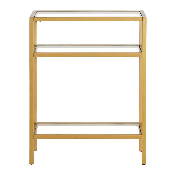 Hailey Home Sivil 22 W x 29.5-in H 3-Tier Brass Metal Modern Console Table w/ Glass Shelves