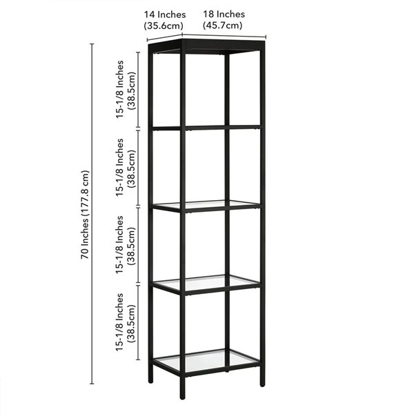 Hailey Home Alexis 18 W x 70-in H Blackened Bronze Metal  5-Shelf Bookcase