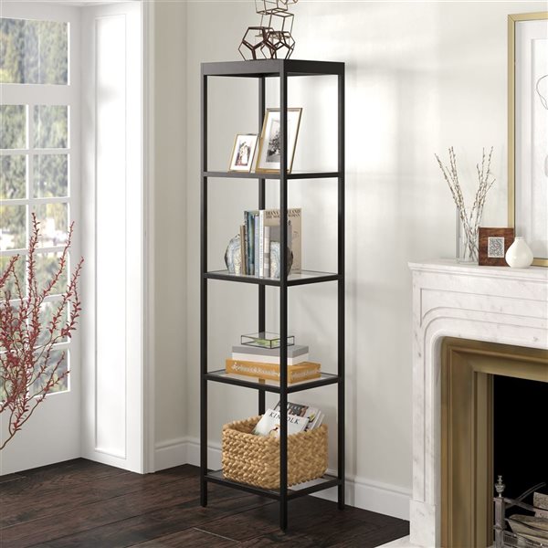 Hailey Home Alexis 18 W x 70-in H Blackened Bronze Metal  5-Shelf Bookcase