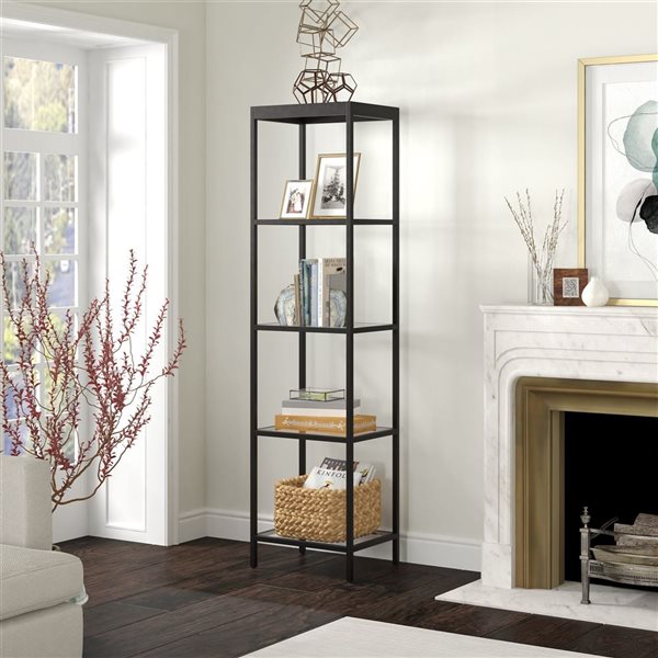 Hailey Home Alexis 18 W x 70-in H Blackened Bronze Metal  5-Shelf Bookcase