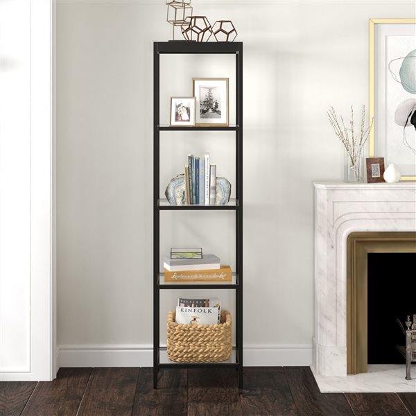 Hailey Home Alexis 18 W x 70-in H Blackened Bronze Metal  5-Shelf Bookcase