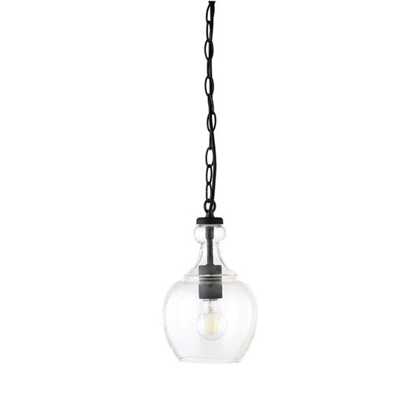 Hailey Home Verona 7-in W Black Pendant Ceiling Light w/ Clear Glass Shade