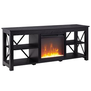 Hailey Home Sawyer Black TV Stand for TVs up to 65-in w/ Crystal Fireplace