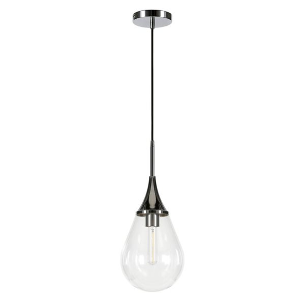 Hailey Home Ambrose 7.6-in W Polished Nickel Pendant Ceiling Light w/ Glass Shade