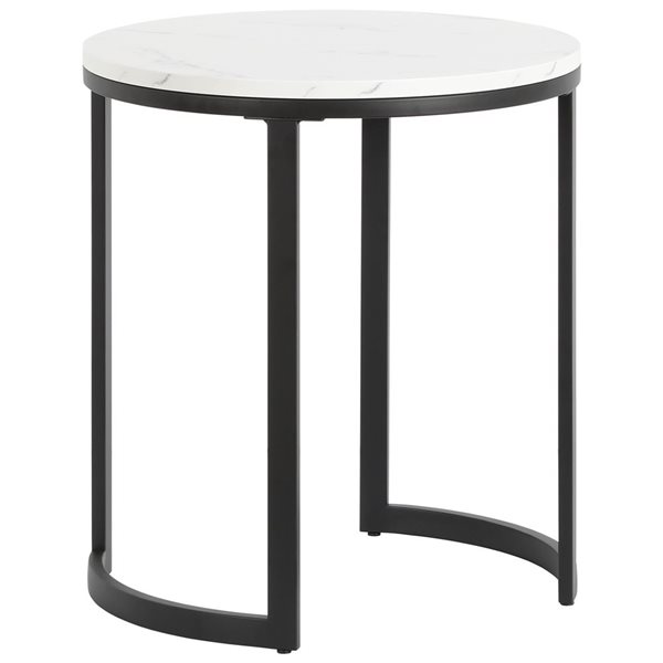 Hailey Home Mitera Black Faux Marble Round End Table