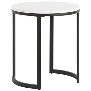 Hailey Home Mitera Black Faux Marble Round End Table