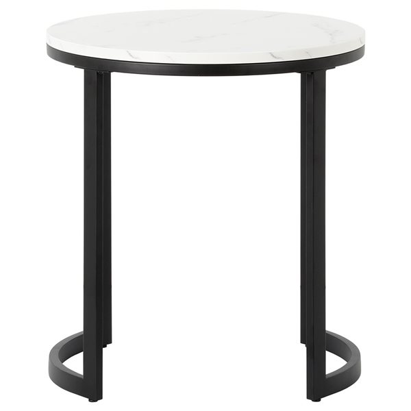 Hailey Home Mitera Black Faux Marble Round End Table