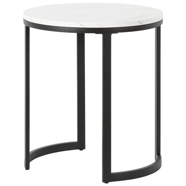 Hailey Home Mitera Black Faux Marble Round End Table