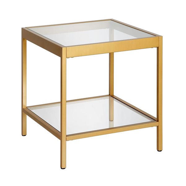 Table d'appoint carrée Alexis de Hailey Home laiton avec surface en verre