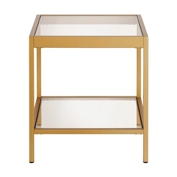 Hailey Home Alexis Brass Glass Square End Table