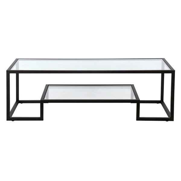 Table basse Athena de Hailey Home grand format noir avec surface en verre