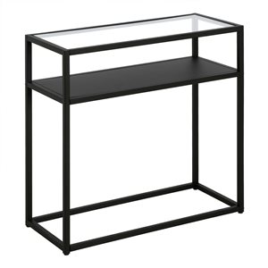 Hailey Home Ada Black Glass Rectangular End Table