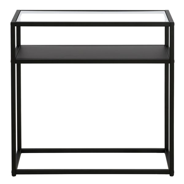 Hailey Home Ada Black Glass Rectangular End Table