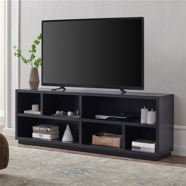 Hailey Home Bowman Black Grain TV Stand for TVs up to 75-in