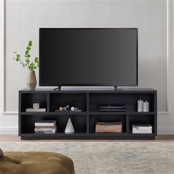 Hailey Home Bowman Black Grain TV Stand for TVs up to 75-in