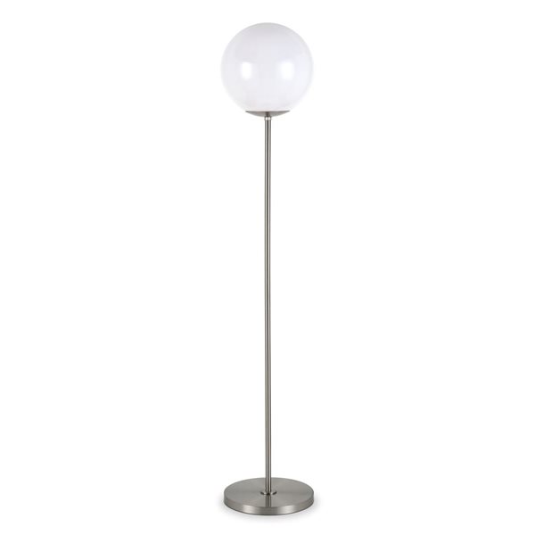 Hailey Home Theia 62-in H Brushed Nickel Globe and Stem Floor Lamp w/ White Plastic Shade