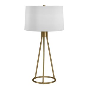 Lampe de table Nova de Hailey Home 28 po h. métal fini laiton avec abat-jour en tissu blanc