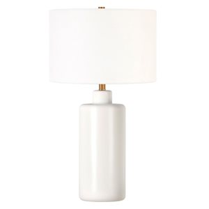 Lampe de table en céramique Carlina de Hailey Home 25 po h. blanc mat avec abat-jour en tissu