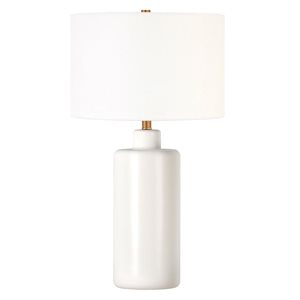 Hailey Home Carlina 25-in H Matte White Ceramic Table Lamp with Fabric Shade