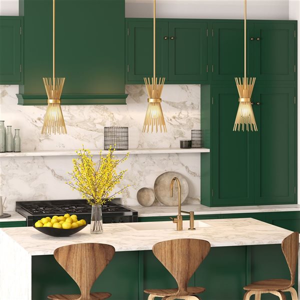 Hailey Home Andromeda 7-in W Brass Starburst Pendant Ceiling Light w/ Metal Shade