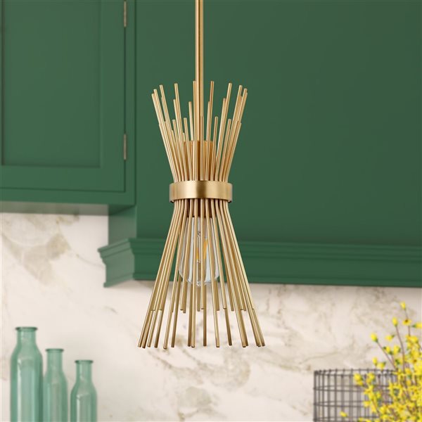 Hailey Home Andromeda 7-in W Brass Starburst Pendant Ceiling Light w/ Metal Shade