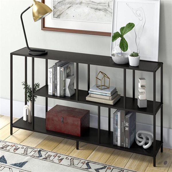 Hailey Home Winthrop 52-in W 3-Tier Blackened Bronze Metal Modern Console Table w/ Metal Shelves