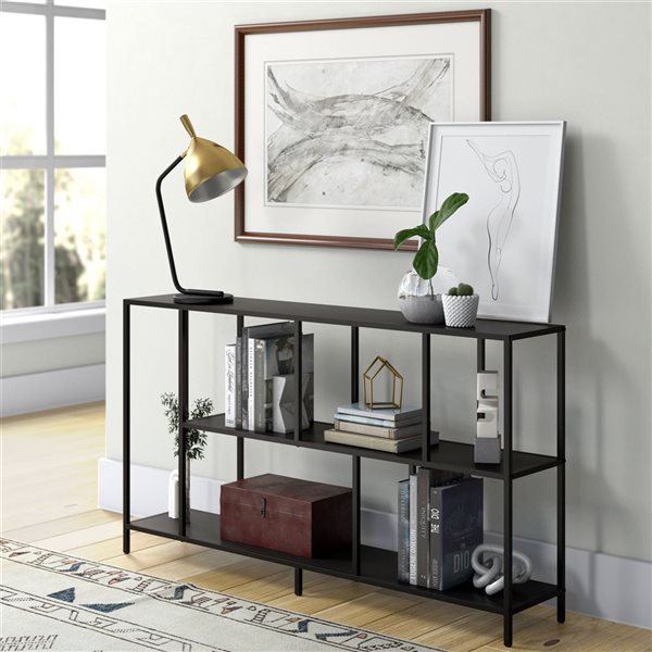 Hailey Home Winthrop 52-in W 3-Tier Blackened Bronze Metal Modern Console Table w/ Metal Shelves