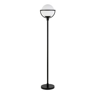 Lampe sur pied Cieonna Hailey Home 68 po h. noir avec abat-jour en tissu blanc