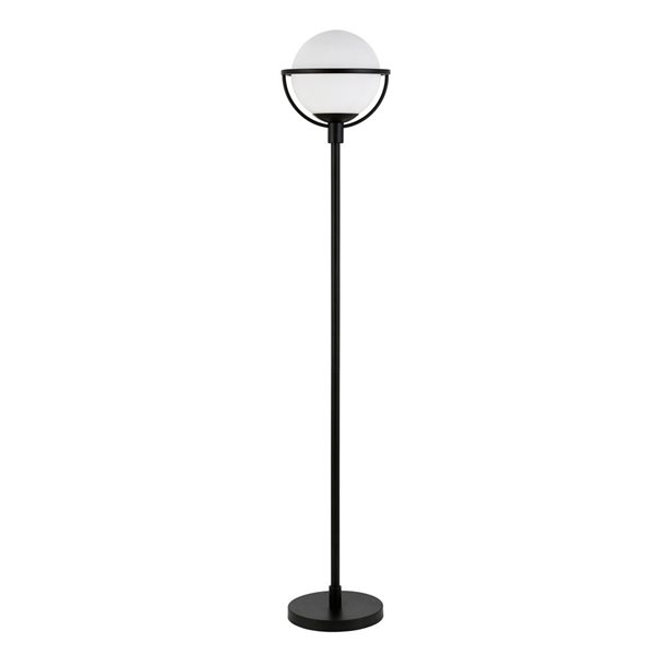 Hailey Home Cieonna 68-in H Black Floor Lamp w/ White Glass Shade