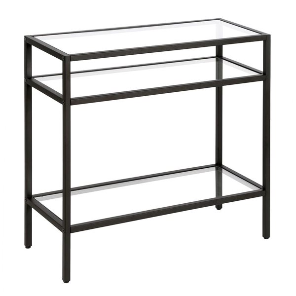 Hailey Home Sivil Black Glass Rectangular End Table